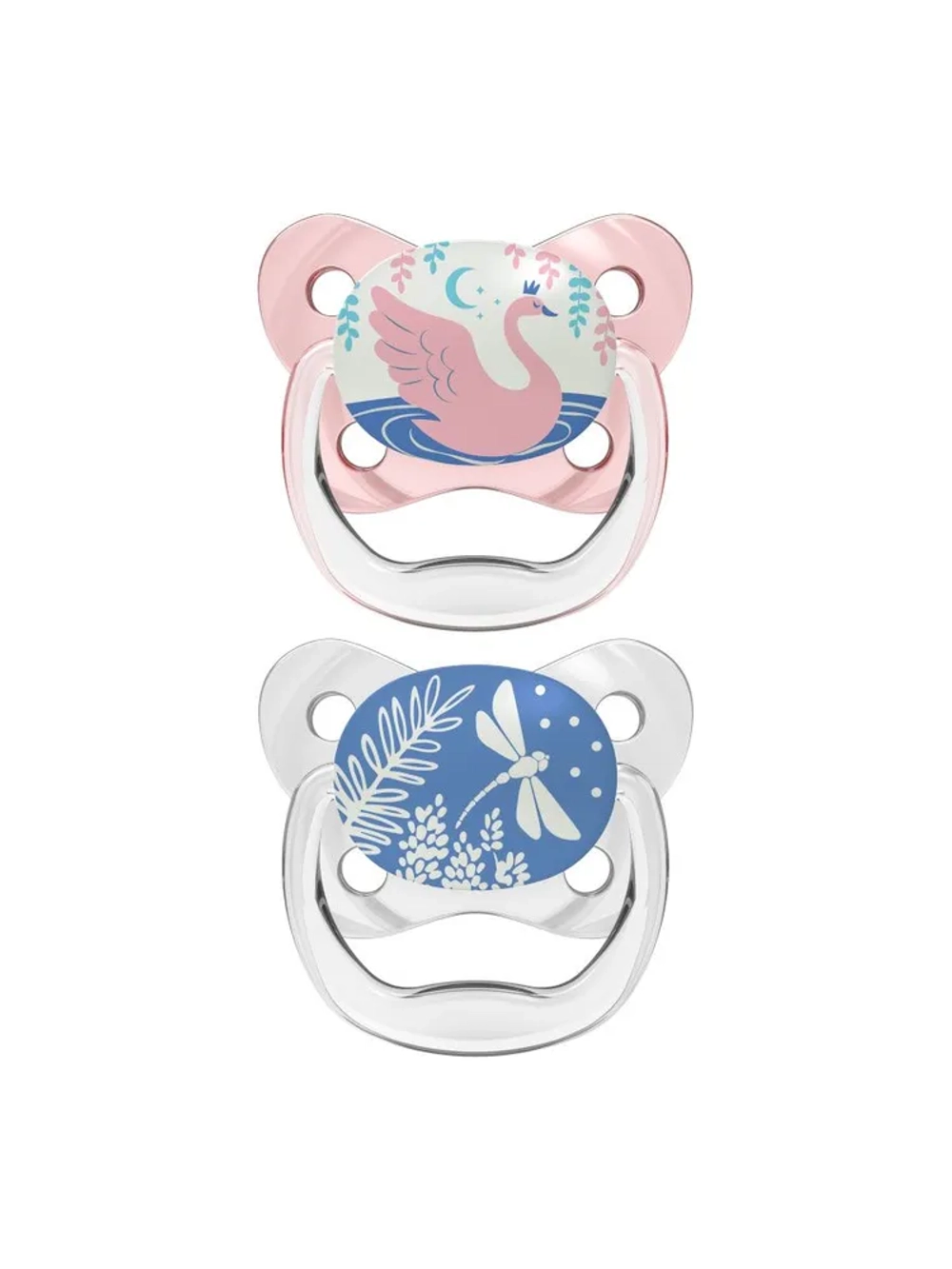 Ортодонтическая соска пустышка для новорожденных Dr. Brown's PreVent ночная с колпачком 2 шт