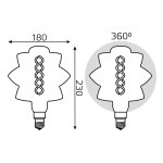 Лампа Gauss LED Filament BD180 8W Е27 560lm 2400К  golden flexible 161802008