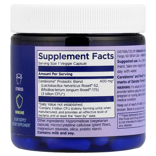 Swanson WIO, Happy Mind, Happy Gut ™, 30 растительных капсул