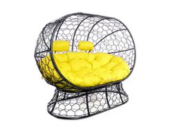 Диван МАМАСАН без ротанга черный, желтая подушка