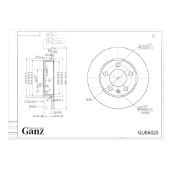 Диск тормозной GANZ задний с покрытием VAG AD A3 / VW G4 Арт.: GIJ06025