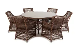 "Эспрессо-150 L" обеденная группа плетеная, цвет коричневый