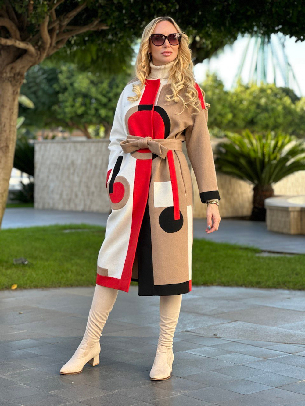 Пальто цветное из шерсти