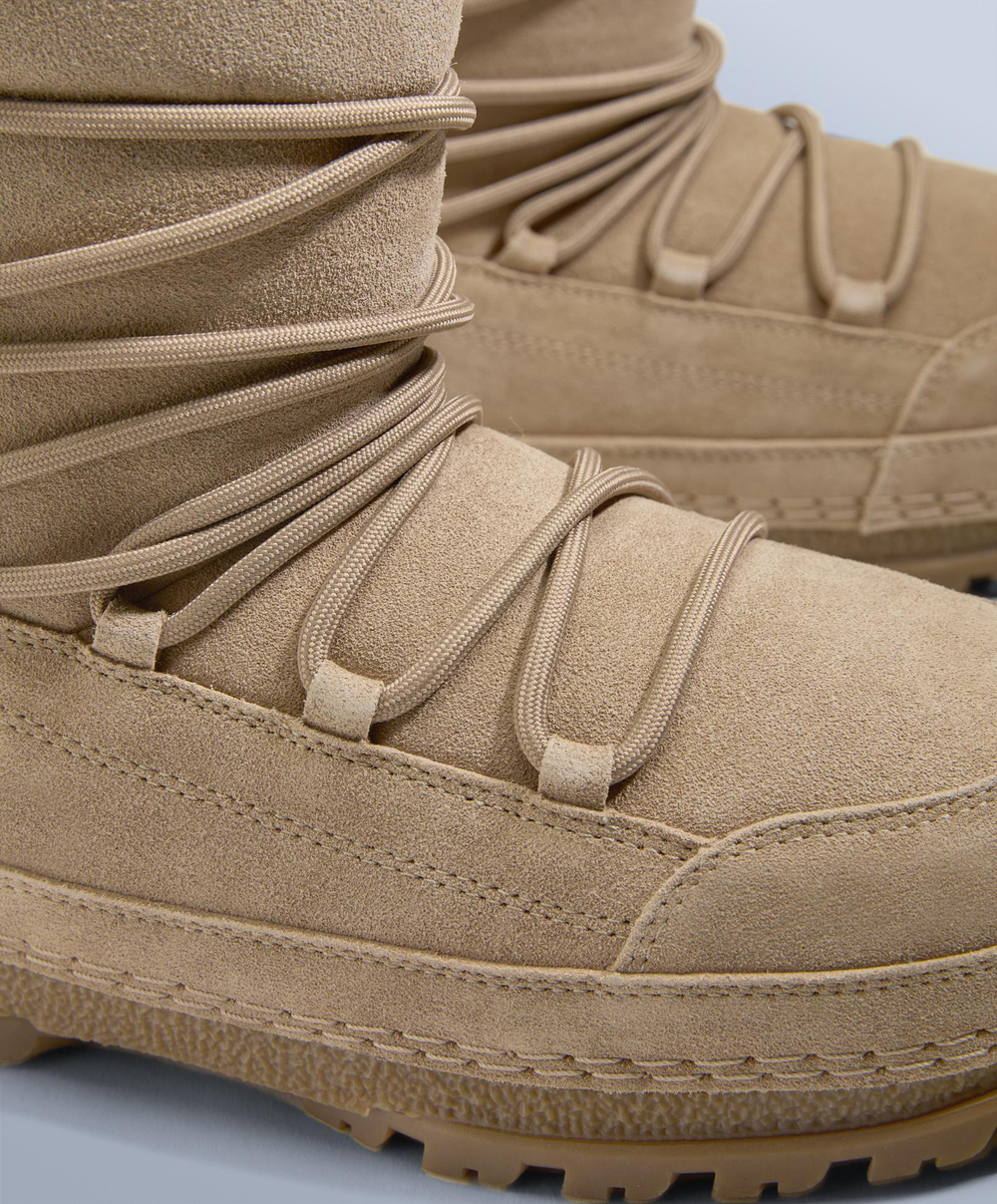 OYSHO Технически кожаные ботинки на шнуровке, песочный