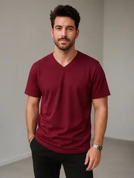 Футболка мужская повседневная однотонная хлопок