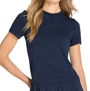 Женская теннисная футболка Wilson Seamless Short Sleeve - classic navy