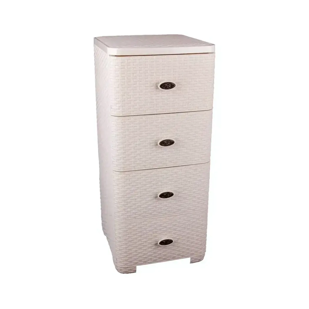 Комод 'Плетёнка' 4-х секционный (сл. кость/бежевый)