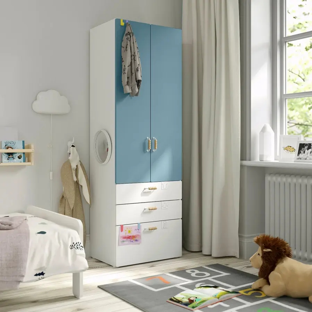 Гардероб - IKEA SMÅSTAD/SMASTAD/СМОСТАД ИКЕА,  181х60 см, белый/синий