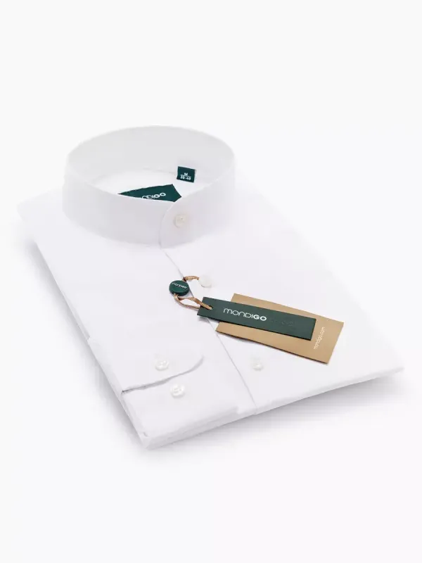 Рубашка с воротником-стойкой SLIM FIT с длинным рукавом, белая
