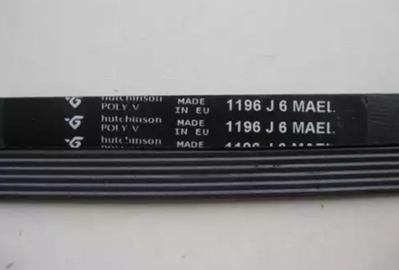 Ремень 1196 J6 MAEL Hutchinson для стиральной машины 1115мм черный, белая надпись