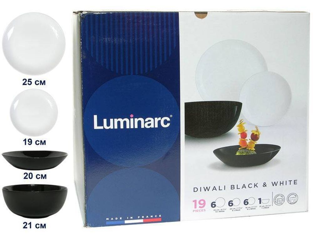 DIWALI BLACK&amp;WHTE Столовый сервиз 19 предметов (75036)