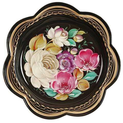 Жостовский поднос декоративный, размер 18 см (A1), металлический