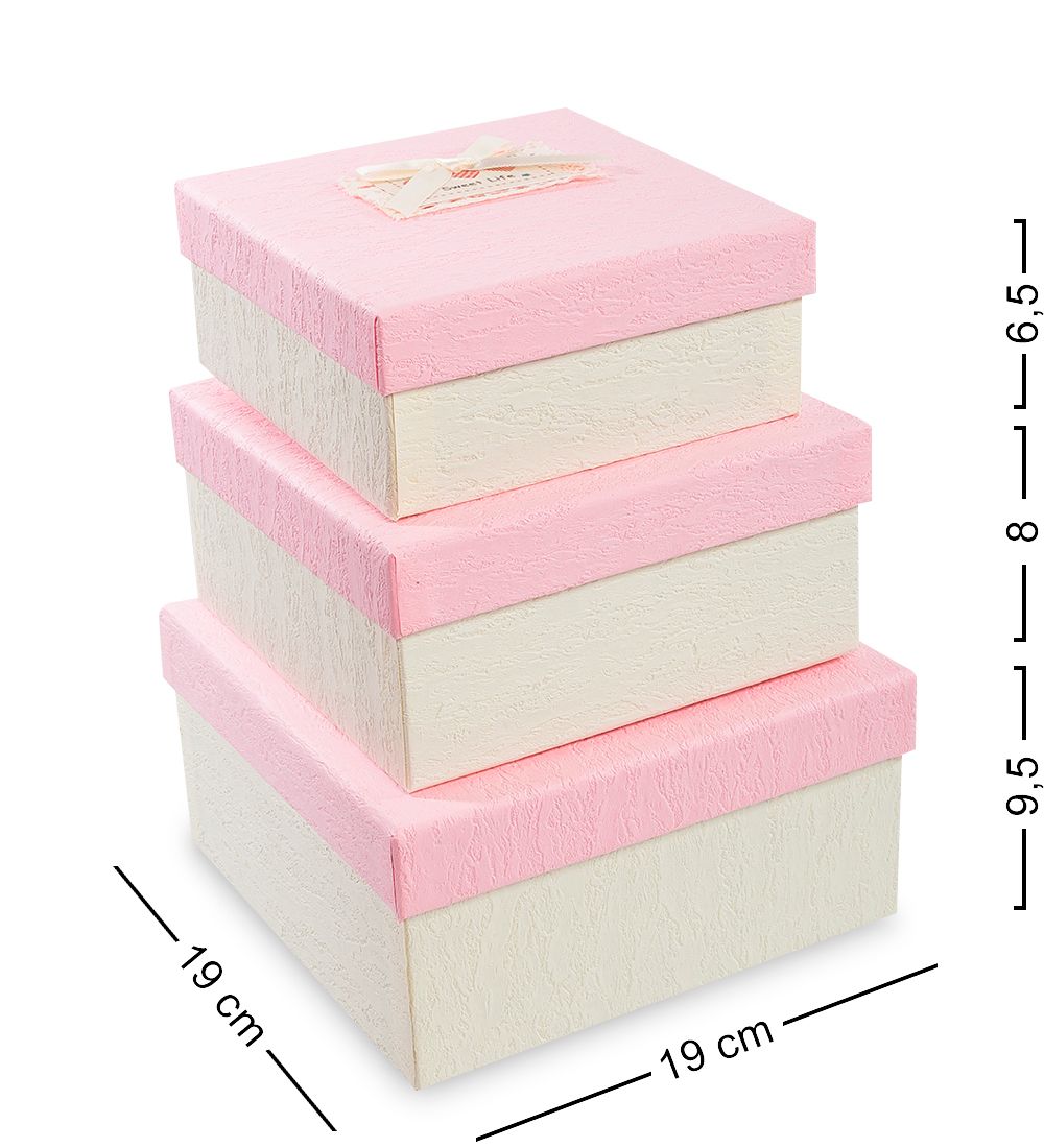 WF-30-B Набор коробок из 3шт «Прямоугольник» цв.крем./розов.