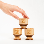 Набор деревянных рюмок (стопок, шотов) из древесины сибирского кедра, набор 3 штук. RN16