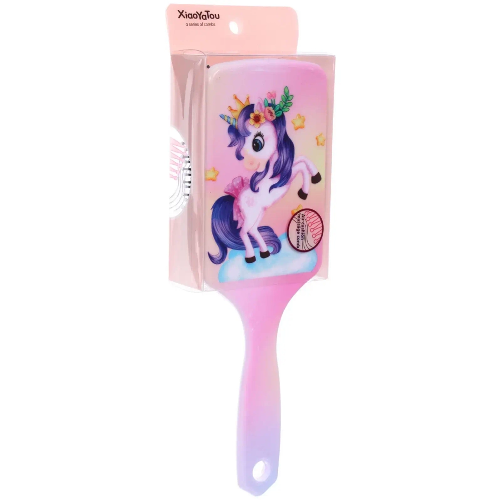 Расческа массажная «ЕДИНОРОЖКИ», микс 4 дизайна, 24*7,5см (PVC упаковка)