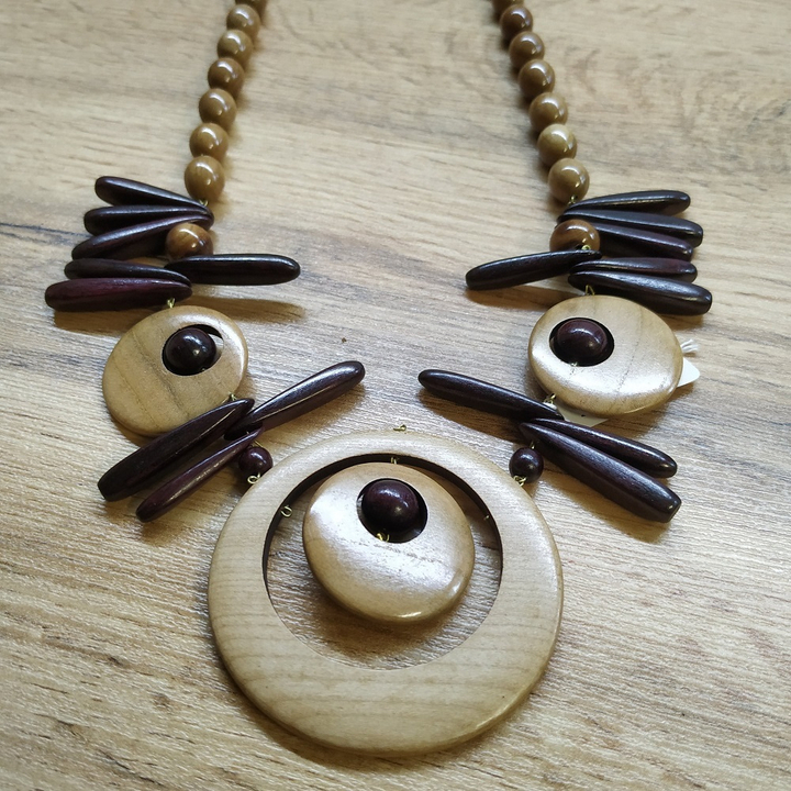 Колье Ангелина, дерево, цвет светло-кор., вишневый, 60 см