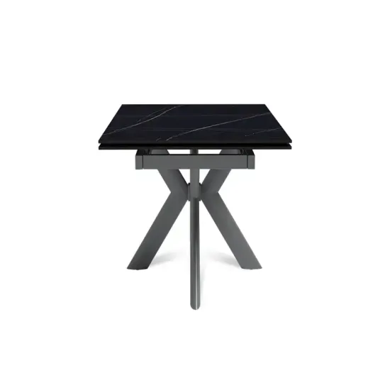 Стол "СТРОНГ" 120-180, керамика Black Gold матовая, опоры черный муар
