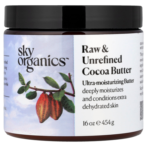 Sky Organics, необработанное и нерафинированное какао-масло, 454 г (16 унций)