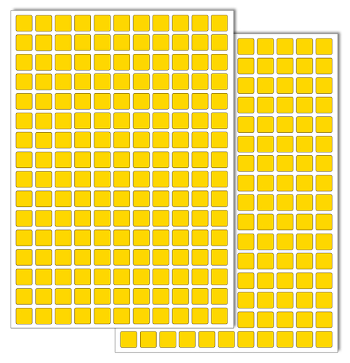 Желтые квадратные виниловые наклейки для маркировки Policomprint М14, 10х10 мм. 352 шт.