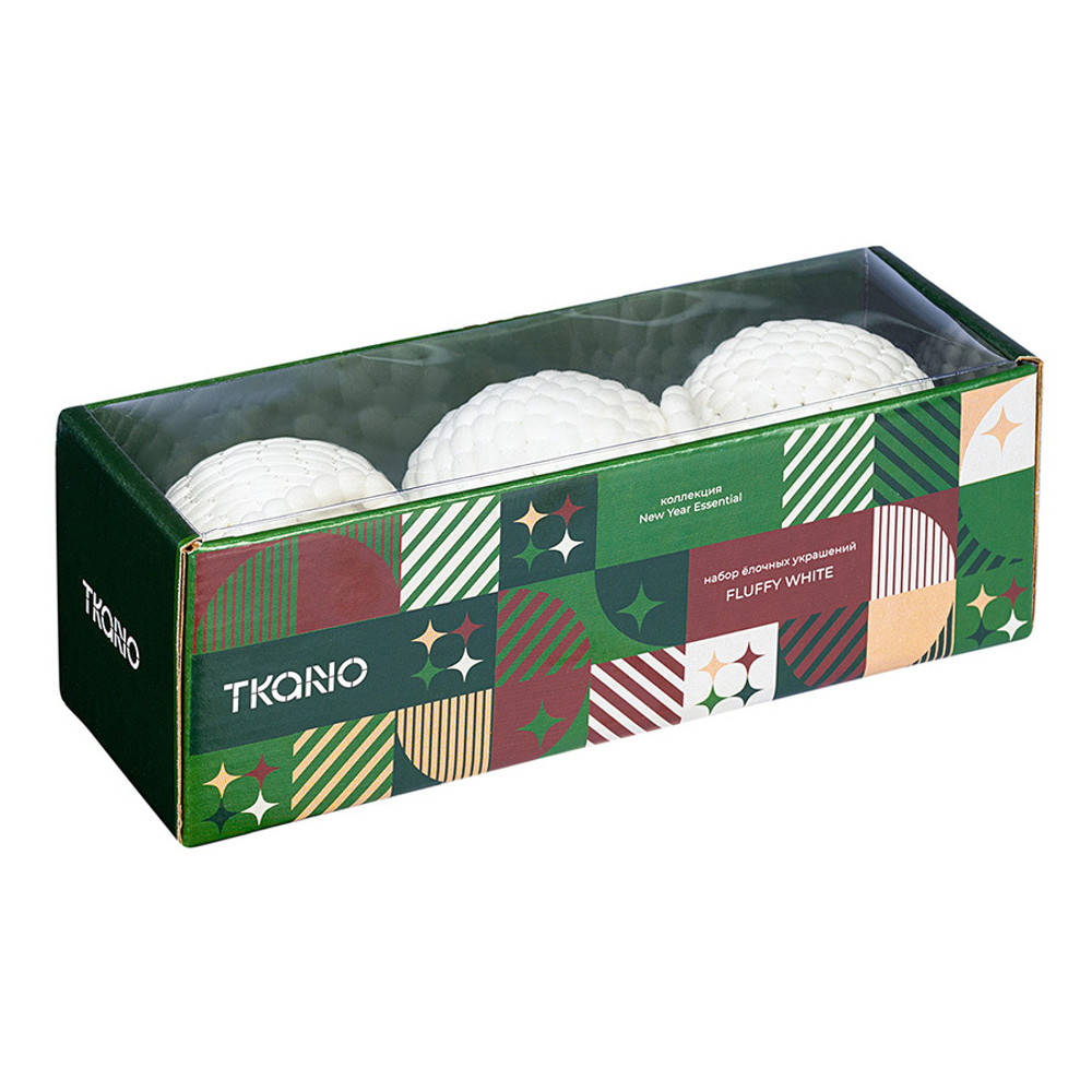 Набор елочных украшений 3шт Tkano Fluffy white New Year Essential
