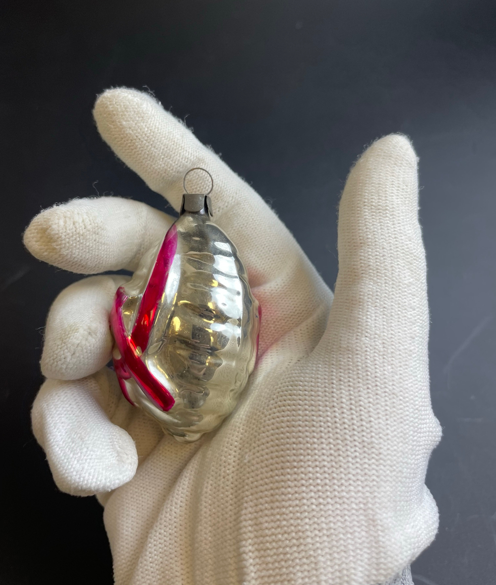 Ёлочная игрушка "Серп и молот", эпоха Советского Союза, агитация, стекло, подвесная, винтаж СССР 1940-1980 гг