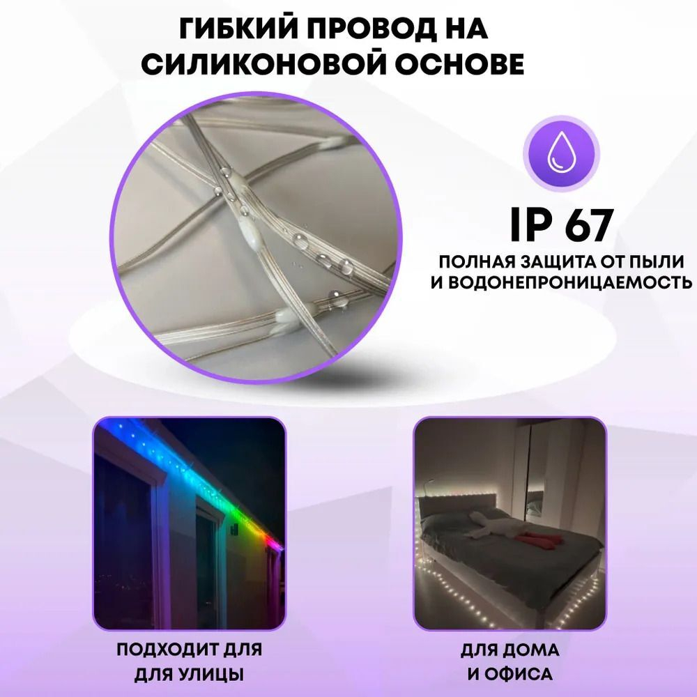 Светодиодная лента Smart Led, RGB, 5м, SMD 5050, Bluetooth, IP65