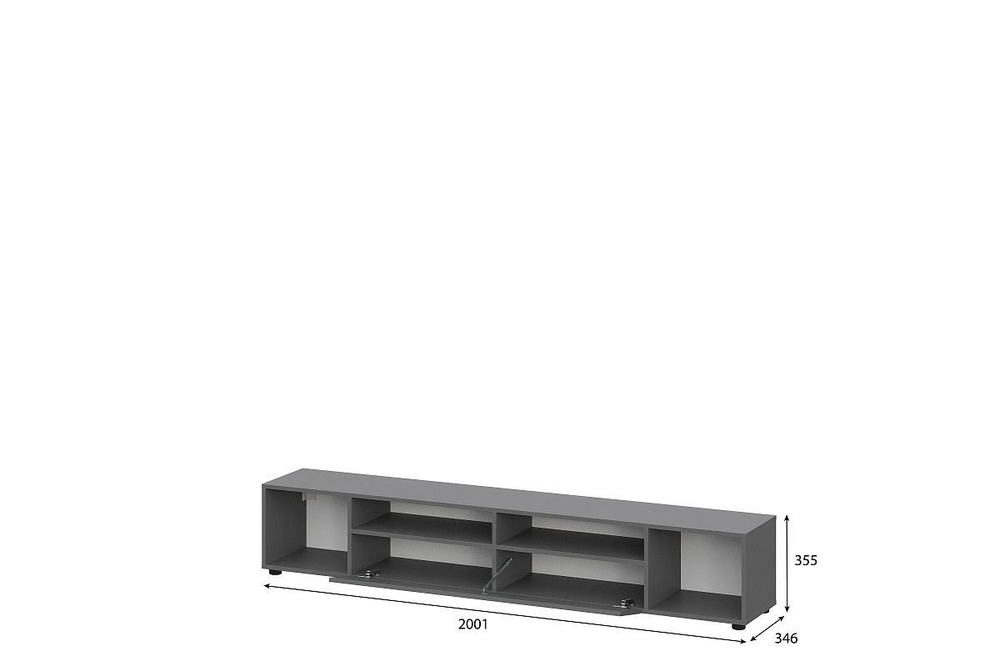 Модульная стенка в гостиную со шкафом Графит серый 320х46х205 см