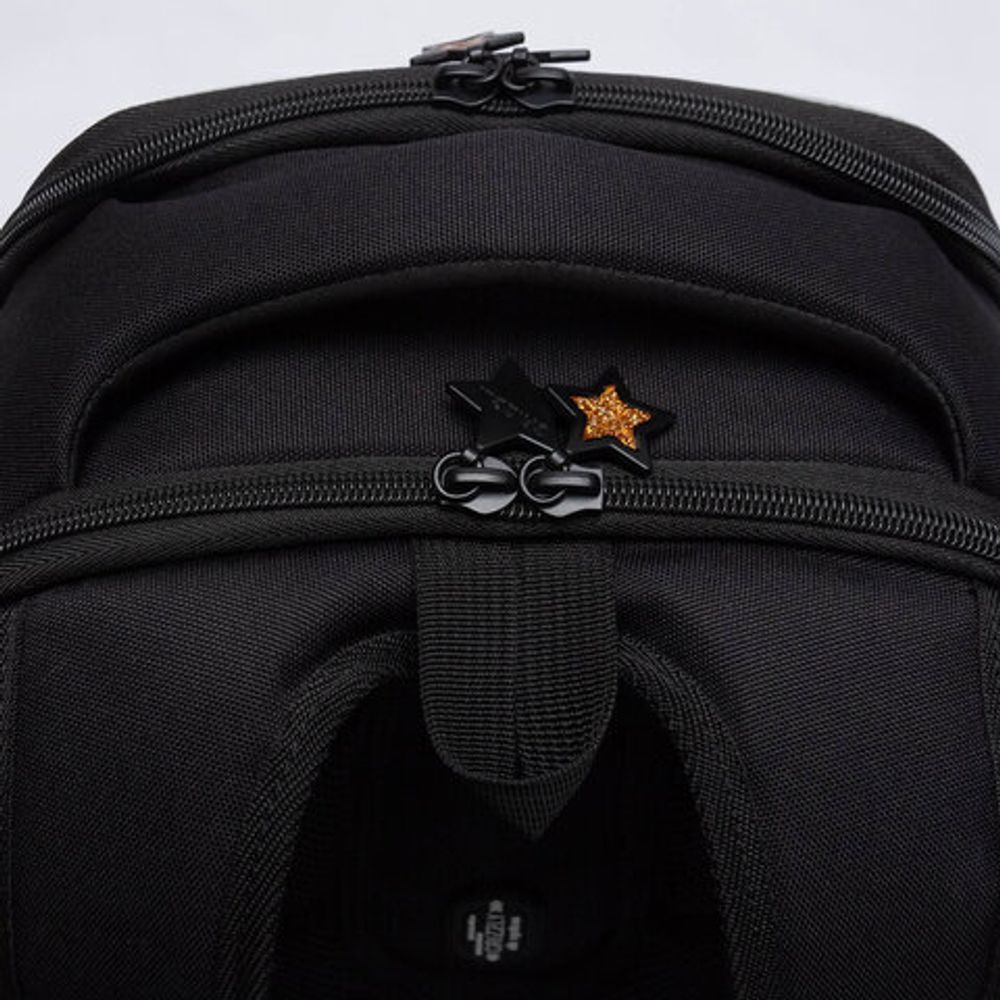 Ранец GRIZZLY анатомическая спинка, с брелоком, для девочек, "STARS", 36х29х18 см, RAf-592-4/3