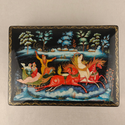 Шкатулка "Тройка" с ручной росписью Палех 30х22 см