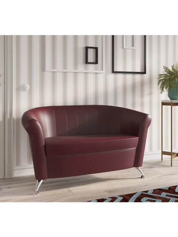 Диван «ЛАГУНА», обивка кожзам бордовый