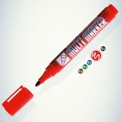 002674 Crown Маркер перманентный MULTI MARKER, КРАСНЫЙ пулевидный 3мм (CPM-800) | Crown