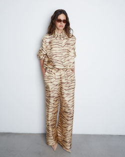 Брюки из шелка Стелла Маккартни бежевый/коричневый