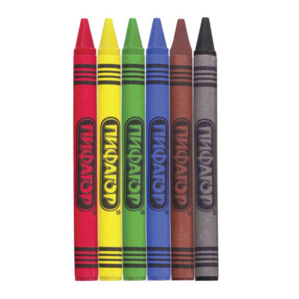 Восковые карандаши ПИФАГОР "СОЛНЫШКО", НАБОР 6 цветов, 227278