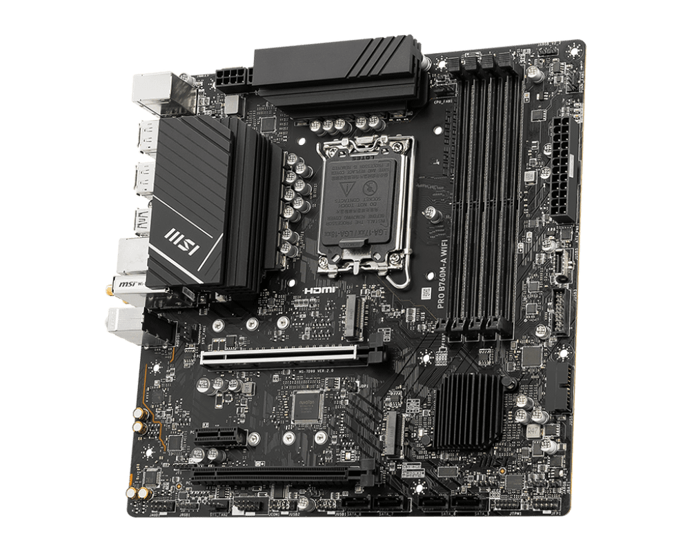 Материнская плата MSI PRO B760M-A WIFI LGA1700 4xDDR5 4xSATA3 RAID 2xM.2 2xHDMI 2xDP mATX