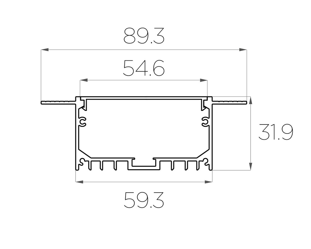 Профиль алюминиевый под шпаклевку LC-LPSH-3290-2 Anod