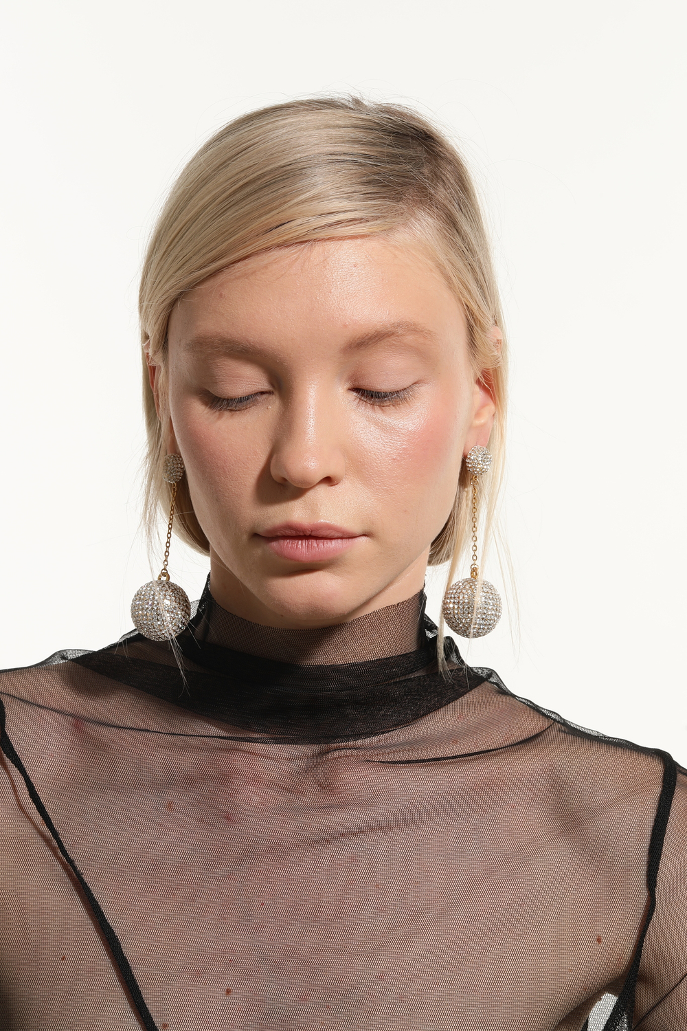 Серьги люкс, диско-шар, золото