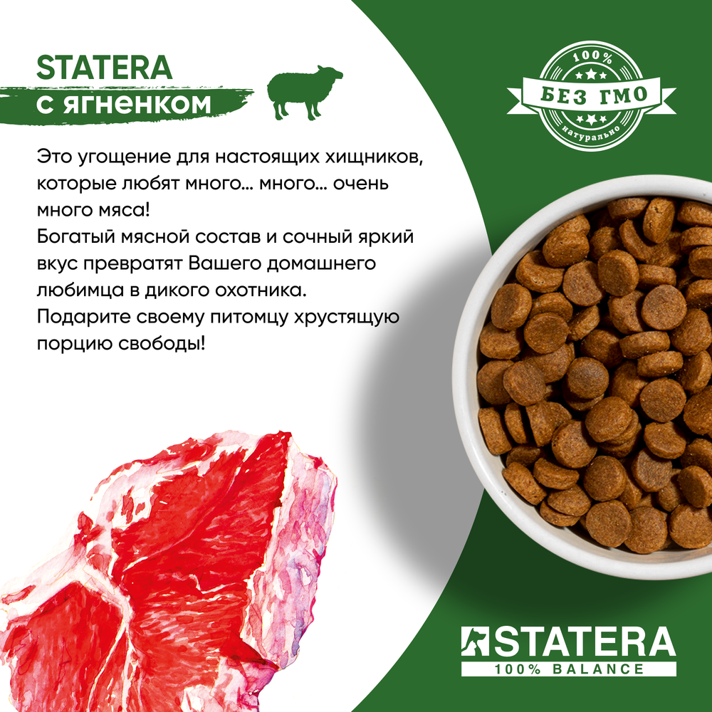 STATERA (Статера) сухой корм для взрослых кошек с ягнёнком