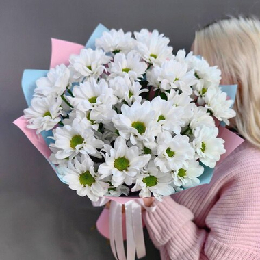 Букет из 5 кустовых хризантем сорта "Рейган белый"