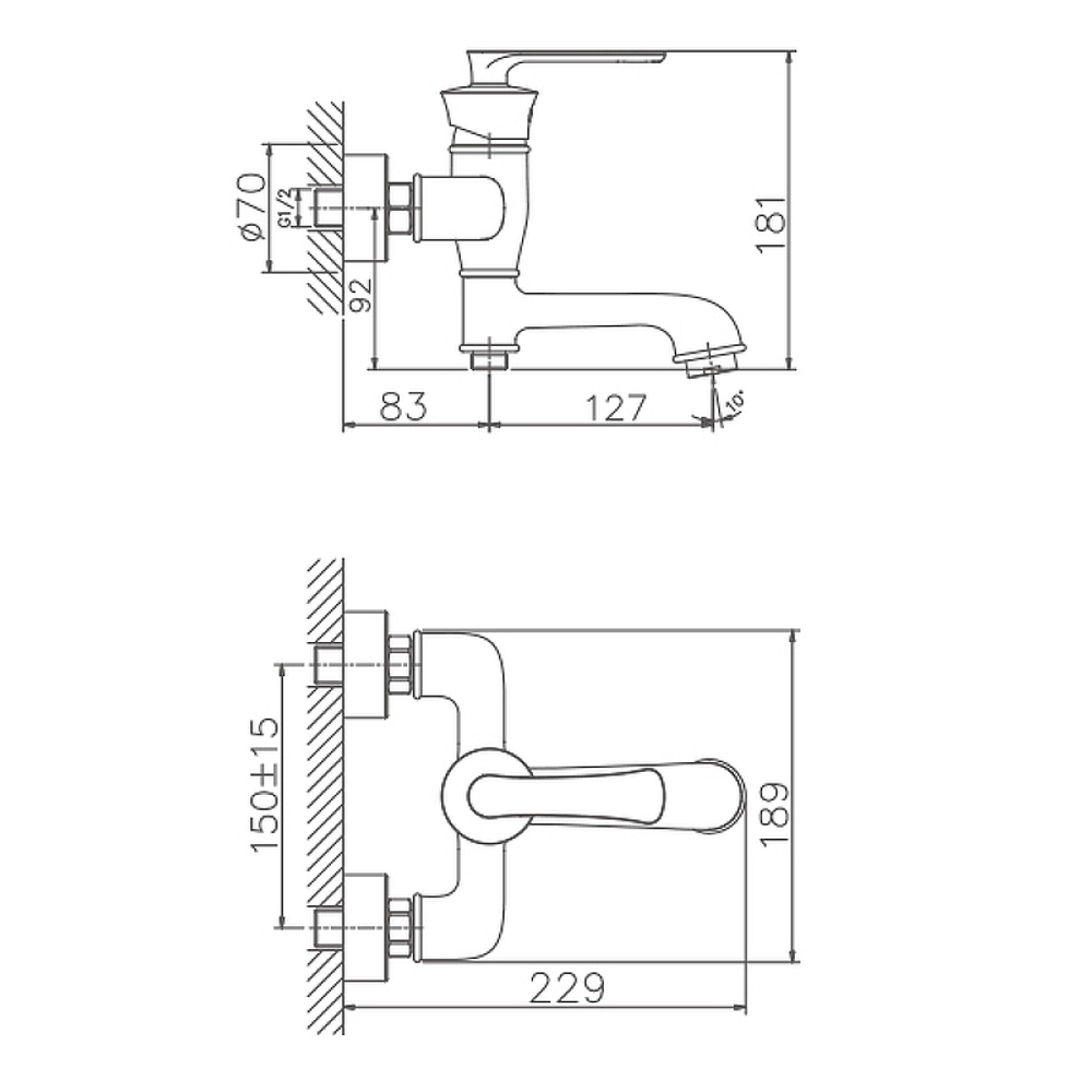 Смеситель для ванны и душа Haiba HB60181-7, черный