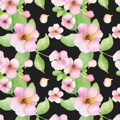 Акварельные розовые цветы