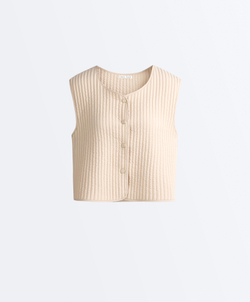 OYSHO Тонкий стеганый нейлоновый жилет, светло-бежевый