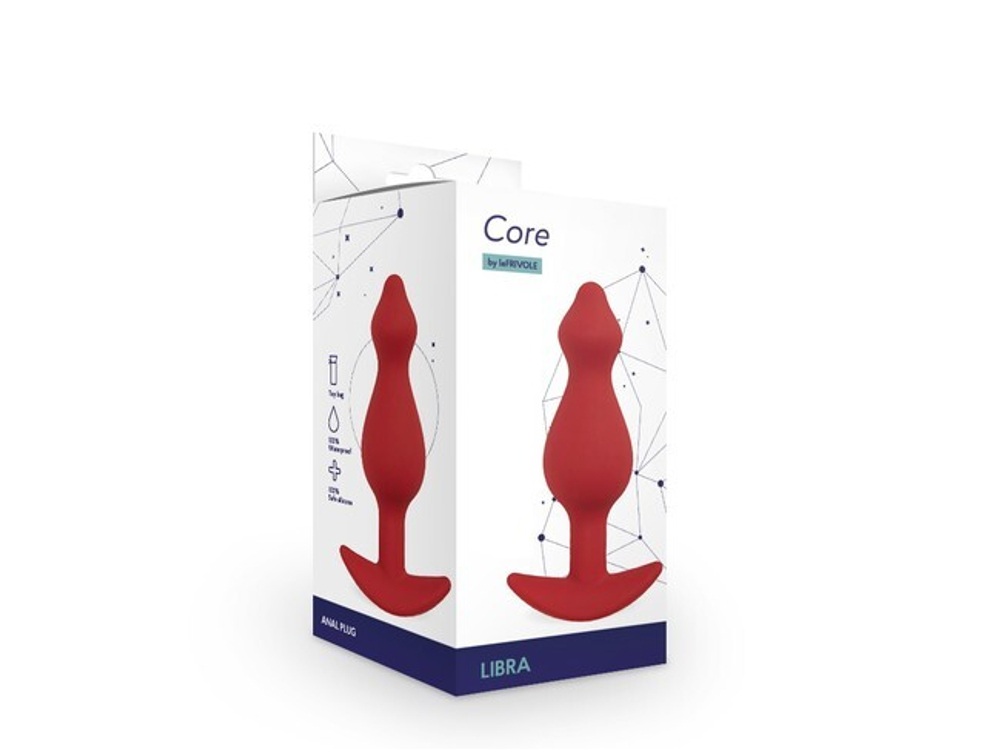 Анальная пробка Libra, цвет бордовый (CORE) Размер S (Цвет: красный)