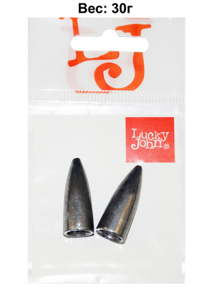 Груз Lucky John BULLET для техасской и каролинской оснастки 30г, уп. 2шт