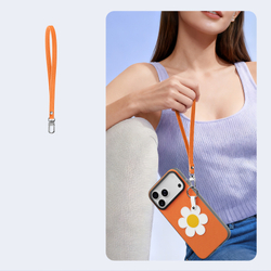 Чехол оранжевого цвета (Daisy Edition) для смартфона iPhone 17 Pro, серия Luvy Series (со съемным ремешком) от Dux Ducis