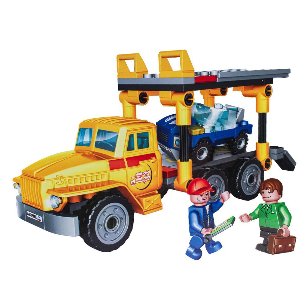 Конструктор пластмассовый 137эл. Спецтехника "Урал-перевозчик автомобилей" 5040-KK (Город мастеров)