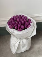 Букет из 35 фиолетовых тюльпанов