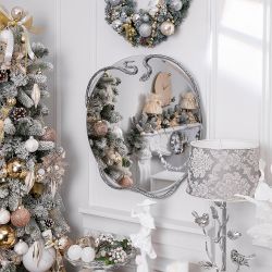 Зеркало настенное Змея Серпентис Античное серебро