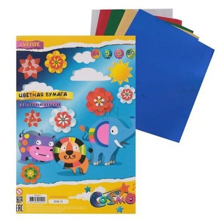 Цветная бумага А4, 5л. 5цв. металлизированная, deVente Cosmo, в папке