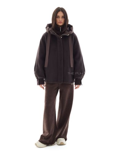 Шоколадная куртка с вязаными вставками