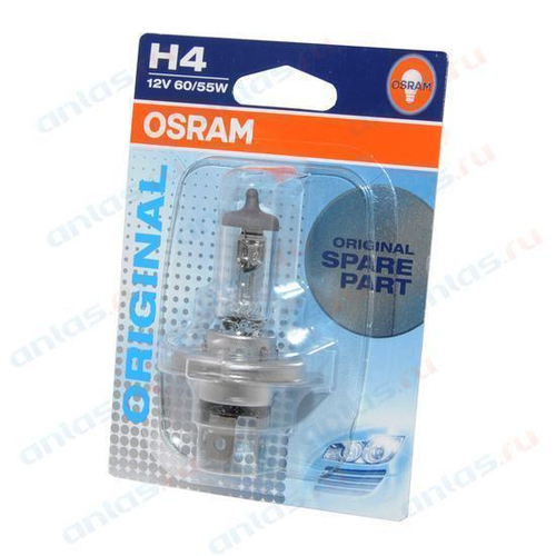 Лампа 12 В H4 60/55 Вт Р43 галогенная блистер Osram